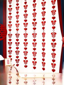 Wedding Decorative Curtain Pull Flower Hanging Decoration New Home Bedroom Living Room Festive Door Curtain Non-Woven Fabric