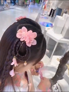 O-New 2pcs New Years Headwear Girl Bow Tassel Antique Hanfu Baby Braids Chinese Style Childrens Hairpin