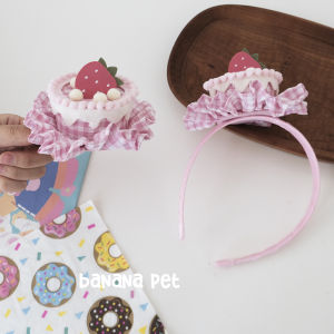 Birthday Party Gift Cute Cartoon Cat Dog Hair Accessories Strawberries Cake Side Hair Clips Pet Lovers Photography Props
