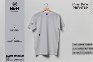 kaos polos abu muda cotton combad 30s nyaman dan lembut menyerap keringat 100% full cotton