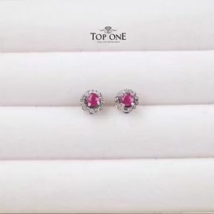 Top1Jewelry ต่างหูJacket พลอยแท้ ทับทิม ไพลิน มรกต เงินแท้