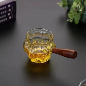Heat Resistant Clear Glass Side-handle Decanting Cup Hammered Texture