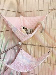 Coralline Bean Fluffy Squirrel Parrot Hanging Bed Toy Pedal Jumping Platform Funnel Sleeping Bag for Small Pets Cage Accessories