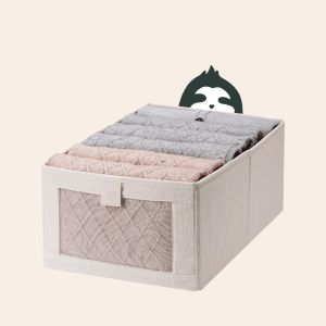 DWELLOGI | Premium Beige Mesh Wardrobe / Drawer Organiser Box  Clothing Storage Solutions