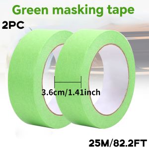 25m Green Masking Tape for Painting Oil and Acrylic Single Side Adhesive for Home and Car Use