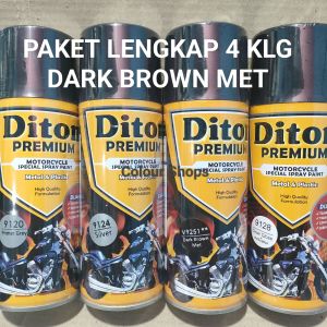Pilok Cat Diton Premium Paket Lengkap 4 Kaleng Dark Brown Met Coklat Tua Metalik 9251 Primer Grey 9120 Silver 9124 Clear Gloss 9128 400cc Pilox Paketan Cat Semprot Special Spray Paint