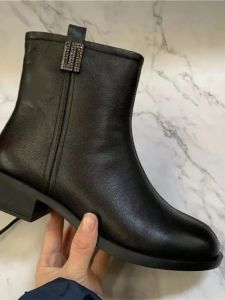 Large Size Womens Boots 41 Fleece Lined Low Heel Short Cotton Boot Winter Mom Shoes Fashionable Commute Style Side Zipper