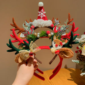 Christmas Girls Headwear Cute Forest System Deer Antler Hair Clip Festival Costume Photo Hairpin Head Ornament Korean Style