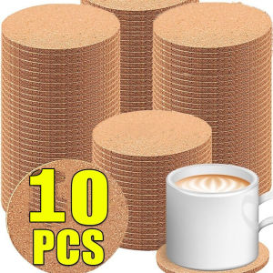 10pcs Natural Cork Plain Coaster / Non-Slip Cork Coaster / Wooden Cup Mat / Coffee Mug Drinks Holder / Heat Resistant Reusable Tea or Coffee Coaster