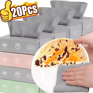 ผ้าขี้ริ้วผ้าผ้าเช็ดมหัศจรรย์หนา20ชิ้น/กล่องผ้าขี้ริ้วนำกลับมาใช้ใหม่ได้สำหรับห้องครัวในบ้านไมโครไฟเบอร์ทำความสะอาดผ้าทำความสะอาดรถ