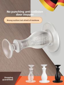 MONLEYTA | German Soft Rubber Door Stop No Drilling Silent Impact Absorption Floor Mount Bathroom Door Stopper Suction Cup Fixed