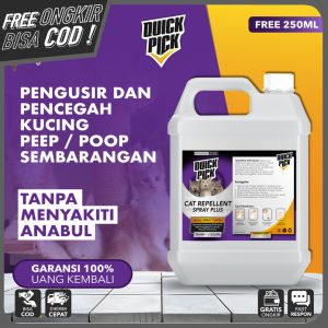 QUICKPICK SPRAY PENGUSIR ANTI PUP KUCING [BONUS 250ML] 1L 100ML Cat Repellent Aromatic Parfum Obat Cairan TIDAK BERACUN BAHAN ALAMI Semprotan Pembasmi Anabul Liar & Bandel Cegah Kencing Pipis Berak Sembarangan not Wiselie Seroxil Opi TERAMPUH