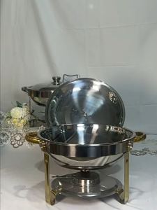 Chafing Dish Buffet Set Stainless Steel Round Chafing with Lid Holder Food Warmers Buffet Servers and Warmers Set Display Food Stoves For Household Camping Party Hotel Weddings Dinners