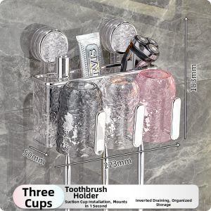 AIJIADA | Suction Cup Toothbrush and Rinse Cup Holder Wall-Mounted No-Drill