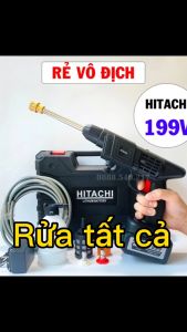 [ HÀNG BÃI NHẬT ] Máy rửa xe mini cầm tay  Hitachi 199V Áp lực mạnh pin sạc bền bỉ  cao áp máy xịt rửa xe gia đình hitachi có bình tạo bọt pin trâu  giá rẻ full box phụ kiện - Bảo Hành 1 Năm