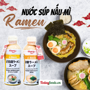 Nước Súp Mì Ramen Nhật Bản E-Basic Ebara vị thịt heo thịt gà hấp dẫn (TONKOTSU PAITAN) chai 500ml