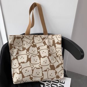Original Design Large Capacity Panda Canvas Shoulder Bag Womens Commuter Handbag 2025 New Style Casual Zipper Closure