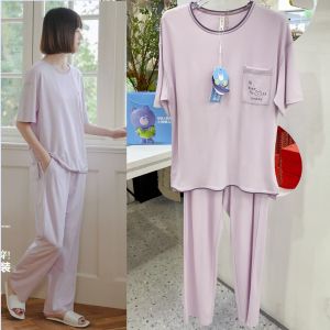 Cool Sensation Silk Sleepwear round Neck Overhead Casual Home Clothes Womens Pyjamas Comfortable Breathable Lightweight Summer Home Fashion