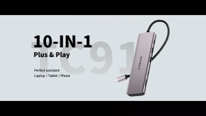 Lemorele TC91 10-in-1 USB-C Hub 4K HDMI 3x USB 3.0 Gigabit Ethernet SD/TF PD