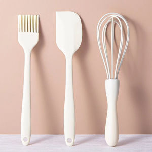 3pcs Silicone Baking Tools Sets Egg Beater Whisk Scraper Spatula Oil Brush Hand Mixer for Baking Bread Cake