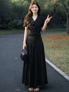 LIRUSHAN | Hepburn Style Black Slimming Dress Set