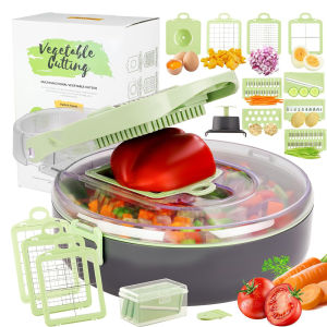 LMETJMA 9 in 1 Vegetable Chopper Slicer Mandoline Veggie Slicer Onion Chopper Vegetable Slicer Dicer Cutter with Container JT255
