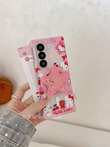 Magnetic Foldable Screen Phone Case Protective Hard Shell for Samsung ZFold7 ZFold6 ZFold5 Cute Pink Anti-Fall Stand