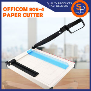 Officom Paper Cutter Board with Paper Adjuster (Paper Guide) and Stopper A4 Size Metal Base Trimmer Heavy Duty Cutter