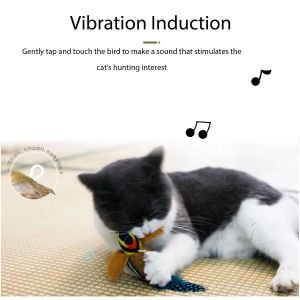 Simulation Bird Cat Toy Chirping Birds Interactive Cat Toys Real-Life Bird Battery Powered Play and Squeak Cat Toys for Kitten Indoor Outdoor Feather Bird Interactive Toys