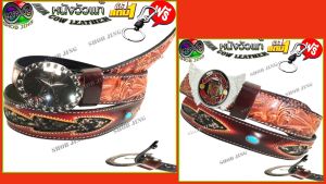 เข็มขัดหนังวัวแท้เย็บขอบลายกันชาสอดงูติดค้อย ซื้อ1ฟรี2 เข็มขัดหนังวัวแท้เย็บขอบ+หัวเข็มขัด แถมฟรีพวงกุญแจ เข็มขัดหนังวัวงานแฮปวี่ เข็มขัดแนวคาวบอย เข็มขัดสไตล์วินเทจ ผลิตจากหนังวัว100% ย้อนยุค ลำลอง ทนทาน ถอดเปลี่ยนหัวเข็มขัดได้เจาะรูให้ Cow leather belt