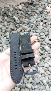 Tali Jam Kulit Sapi Asli Crazy Horse Warna Hitam UK 30mm Bergaransi
