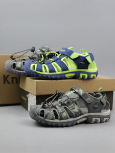 Childrens Summer Magic Stick Flip Flops Anti-slip Wear-resistant Outdoor Sports Leisure Beach Shoes Boys PU Mesh up Rubber Sole