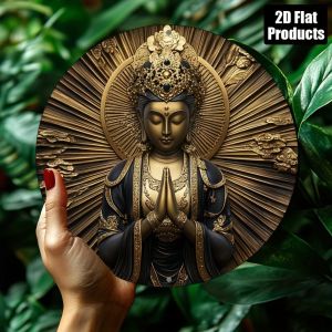 CIFbuy | Buddha Flat Circular Metal Sign 8x8 Inch - Zen Wall Decor for Home Bar Kitchen Cafe Office