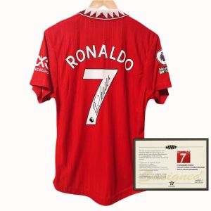 Football Match Jersey Player Edition Top T-shirt Printed Signature Jersey 2223 Season Man.United C.Ronaldo with Certificate