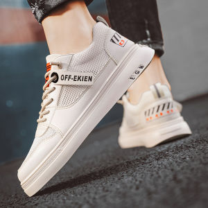 Mens Breathable Mesh Sports Shoes Summer Low-profile Flat Footwear Youth Trend round Toe Rubber Outsole Comfortable Slip-on