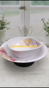 Promo Spesial Set 6 Pcs Piring & Mangkuk Melamin Motif Bunga Sakura Terbaru