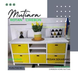 Bufet TV/DVD serbaguna rotan sintetis Rak Laci Rotan sintetis