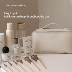Portable  Make up  Makeup Bag Wash Bag Waterproof  Zip Large Women Cosmetic Skincare Toiletries Travel Organizer Storage Big  Korean Style PU Leather
