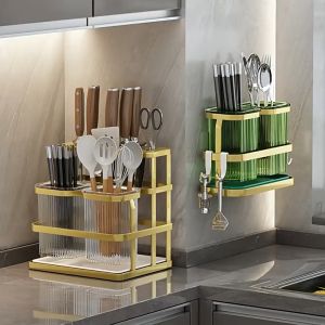 Tableware Storage With Water Drainer Utensil Holder Kitchen Organizer Bekas Dapur Spoon Knife Fork Kitchen Drying Rack