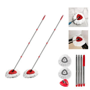 Portable Triangular long Handle Spin Mop With Telescopic Adjustment And Replaceable Head Super Absorbent Microfiber