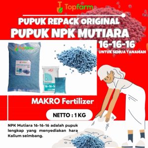 Pupuk Npk 161616 Kemasan 1 Kg / Pupuk Npk Mutiara 1 Kg 161616 / Pupuk Npk Penyubur Tanaman / Pupuk Npk Pelebat Buah / Pupuk Npk Buah Dan Bunga / Pupuk Npk 16 16 16 Mutiara