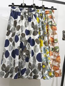 Cotton 2024 Summer New Arrival Print Skirt Floral Umbrella Skirt Large Swing Polka Dot Midi Skirt Womens A- line Skirt