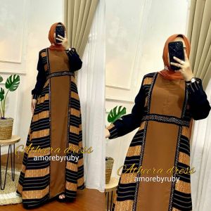 27gadih gamis motif aswan knite terbaru kekinian amore by ruby edisi athera dress