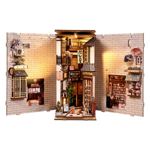 Cats Alley DIY Miniature House - 3D Wooden Book Nook Kit Hand-Assembled Bookend & Home Decor Christmas and Black Friday
