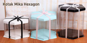 Kotak Kue / Kado Hexagon / Segi Enam Transparan Mika Bening 22 cm