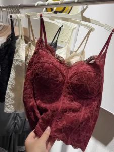 French Style Lace Strapless Bralette Tank Top Womens Slim Fit Inner Wear Mid-Length French Style Early Autumn New Arrival