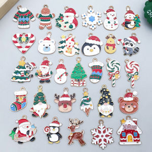 5pcs/30pcs Alloy enamel Christmas series Pendant Jewelry Making DIY Keychain Earrings Charms for Jewelry Bracelets Necklace