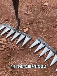 Upgraded reinforcement weeding rake Turning nail rake flat ground loose manganese steel rake hoe farm tools tooth rake manufacturers iron rake agricultural tools flat rake
