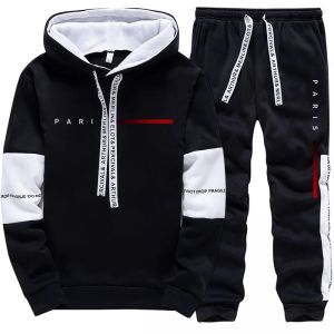 Mens Hooded Sweatshirts Sweatpants Paris Fashion Hoodie Streetwear Male All Season Daily Casual Sports Pullover Jogging Pants