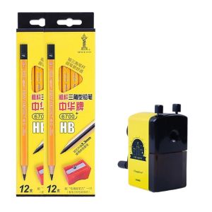 Chinese Brand 6700PLUS Thick Triangle Pencil HB 2B for Primary School Students Kindergarten Children Correction Grip Hard Pen Calligraphy Practice Card Filling